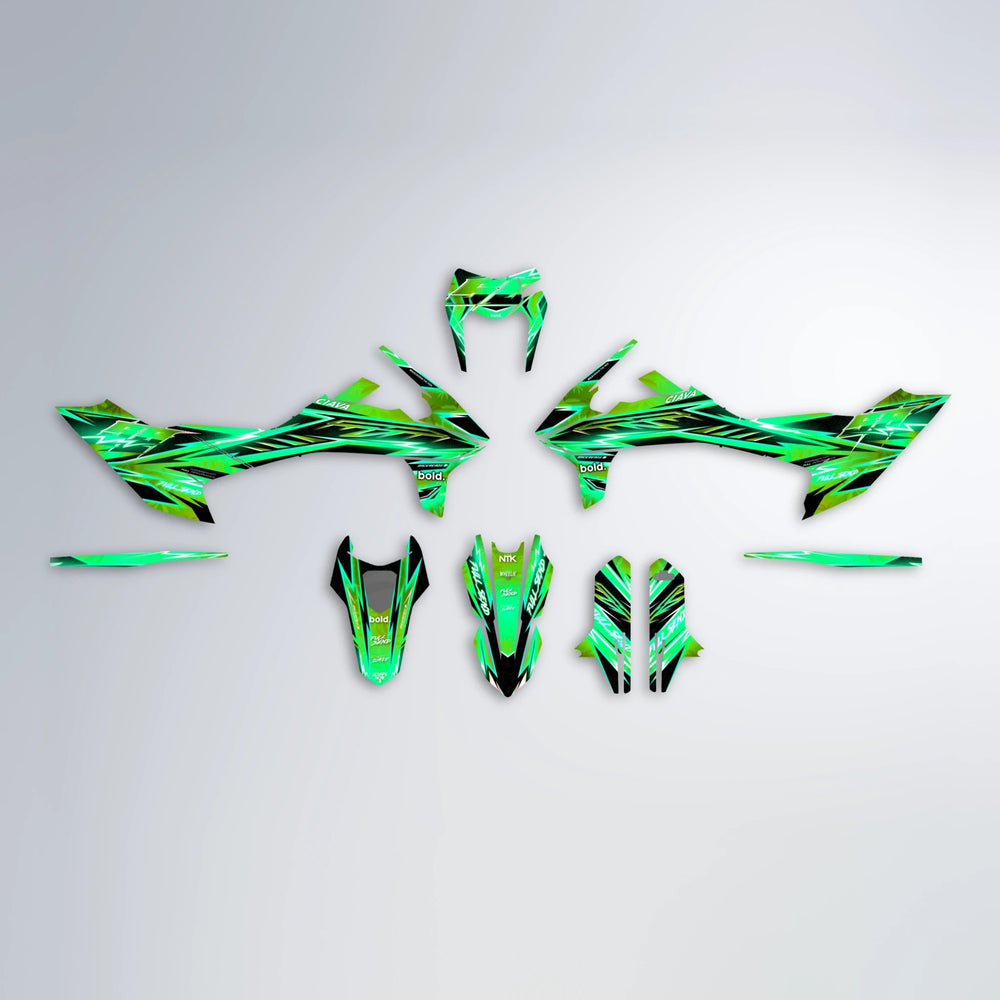 MATRIX KTM SMC 690 graphics kit parts layout in Green