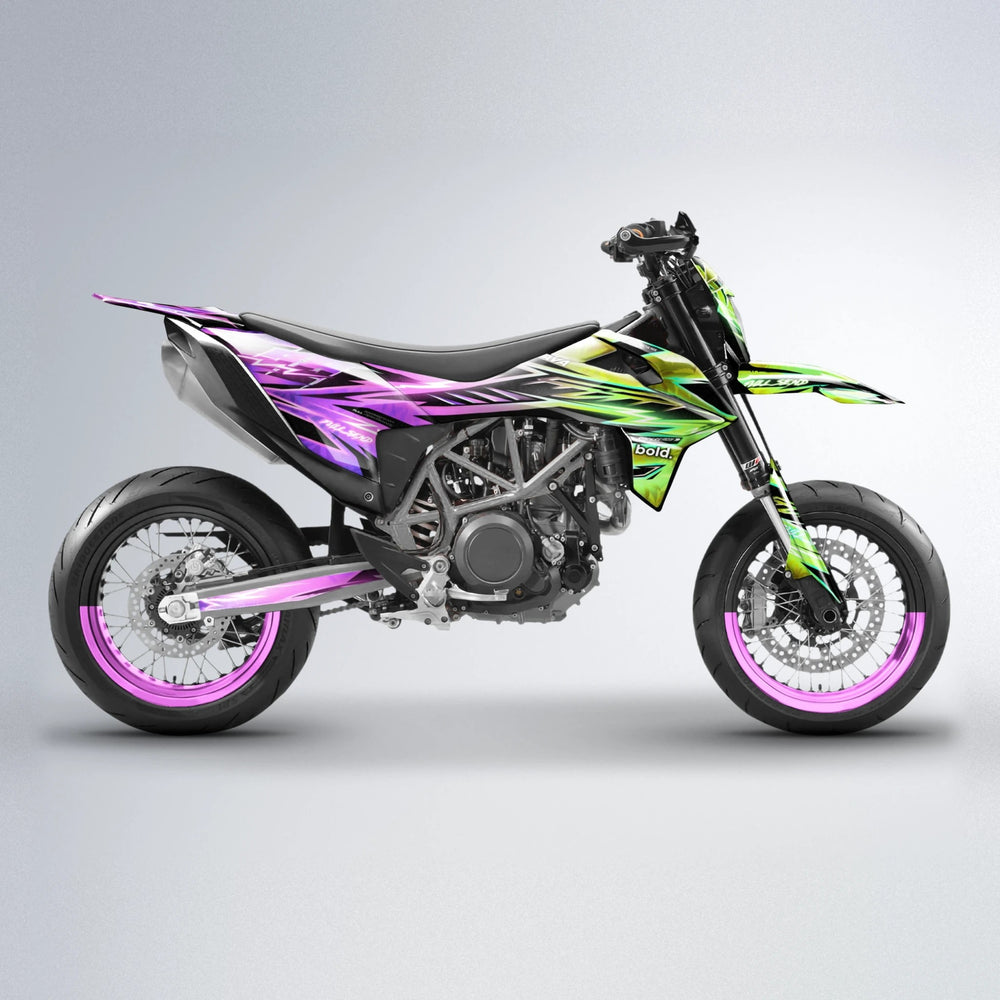 MATRIX KTM SMC 690 supermoto graphics kit in Purple & Yellow