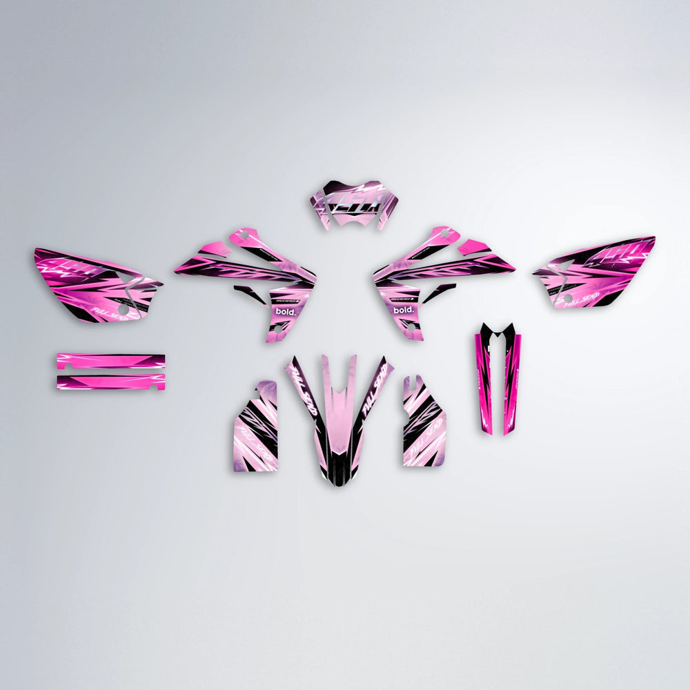 MATRIX Rieju MRT graphics kit parts layout in Flamingo