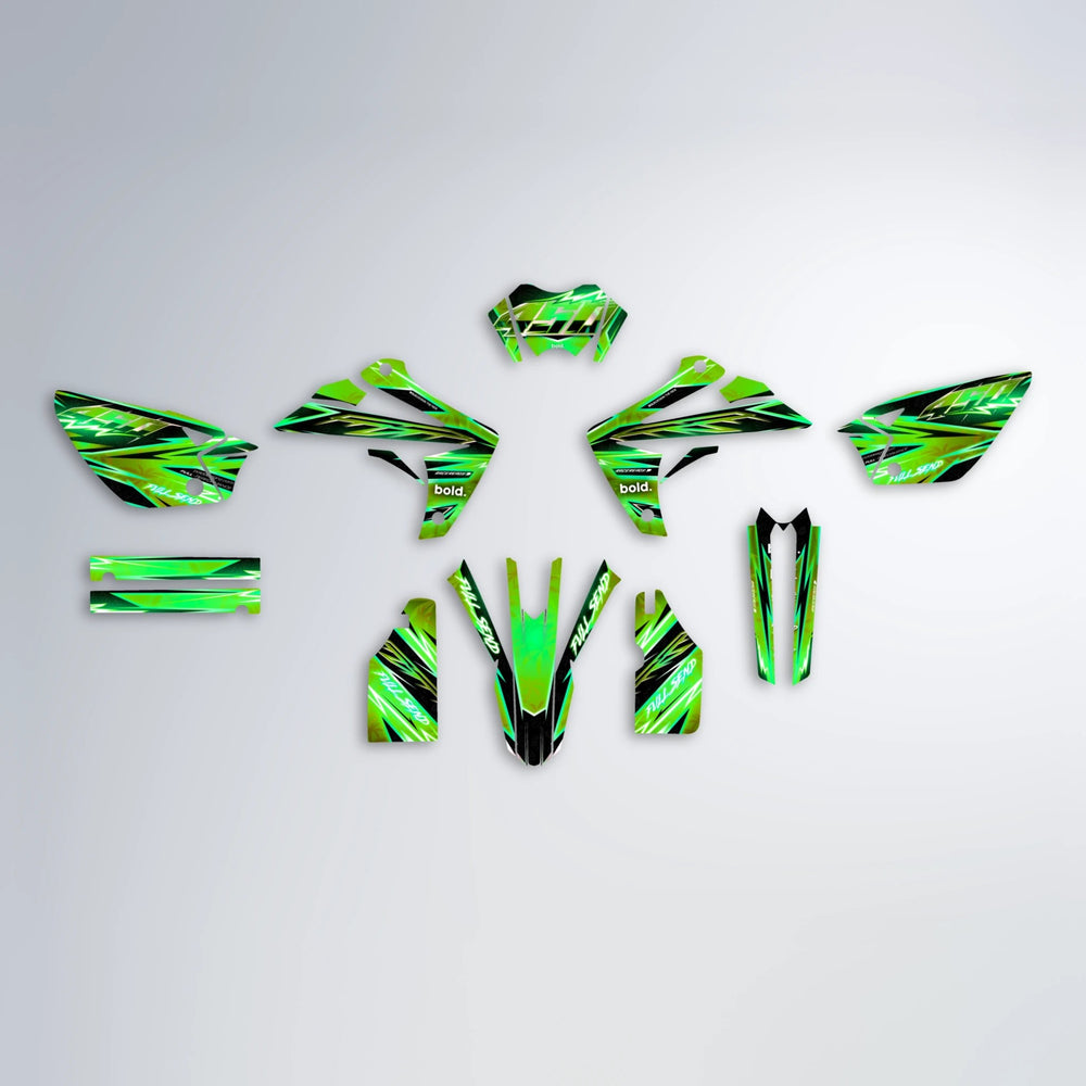 MATRIX Rieju MRT graphics kit parts layout in Green