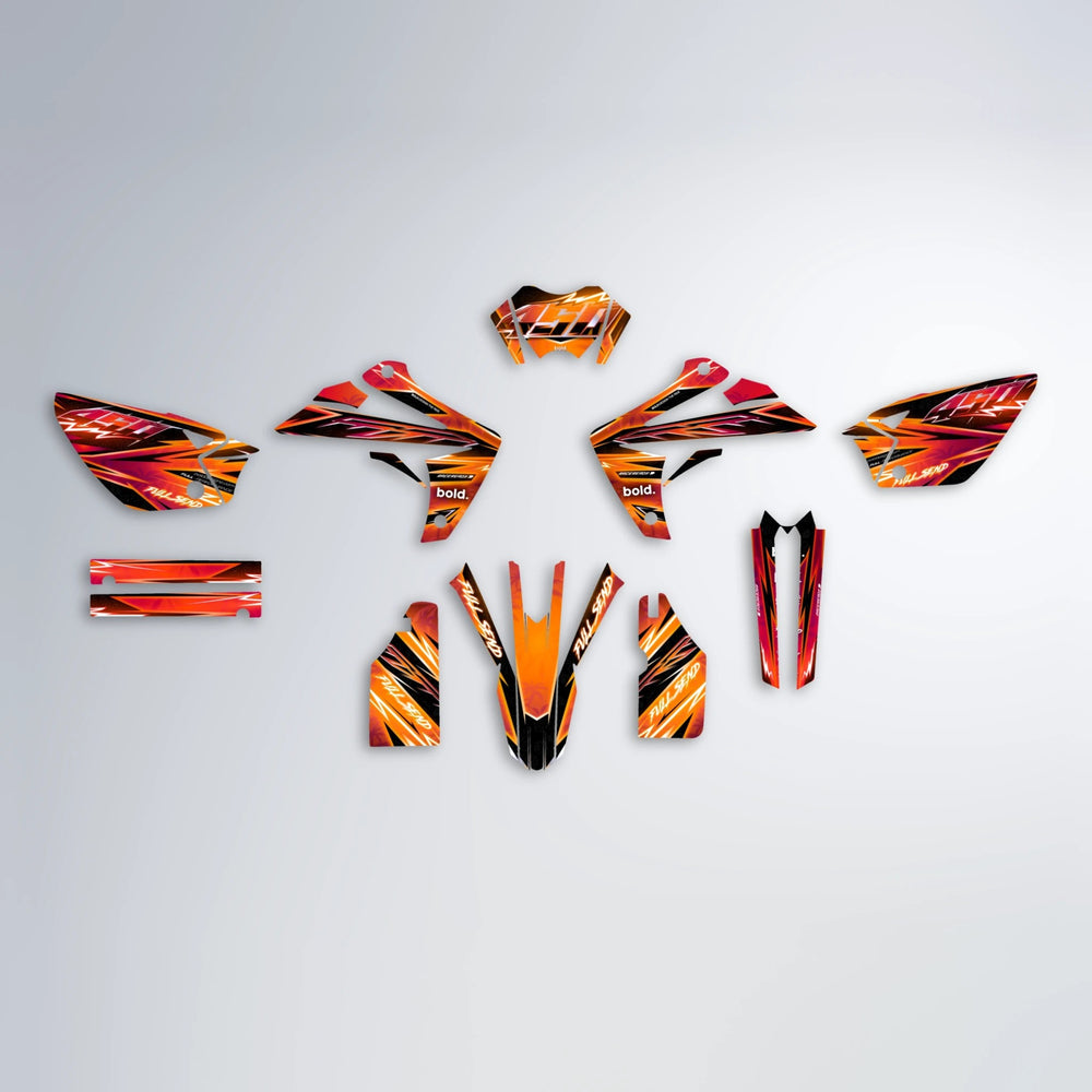 MATRIX Rieju MRT graphics kit parts layout in Red & Orange