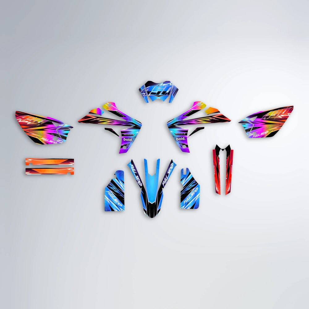 MATRIX Rieju MRT graphics kit parts layout in Sunset Fade