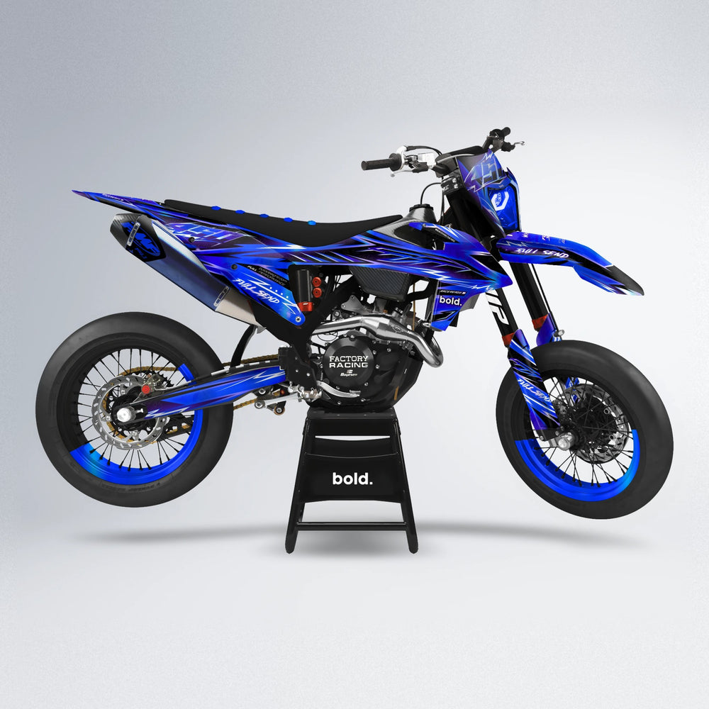 MATRIX supermoto graphics kit in Blue Chrome