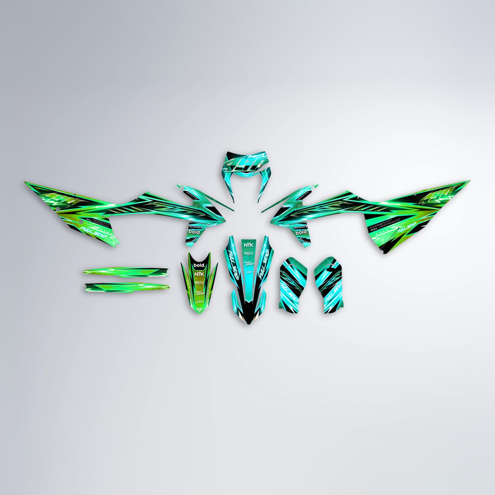 MATRIX graphics kit parts layout in Cyan & Green