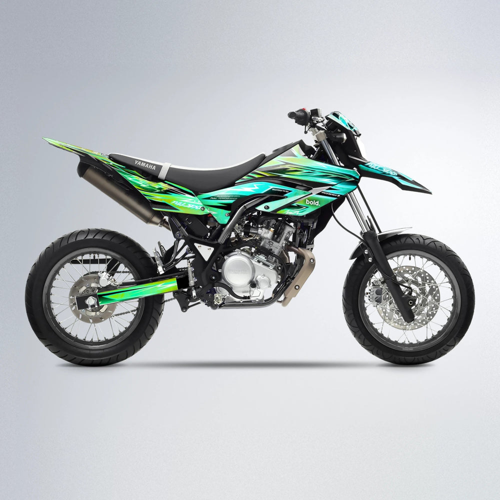 MATRIX Yamaha WR 125X supermoto graphics kit in Cyan & Green
