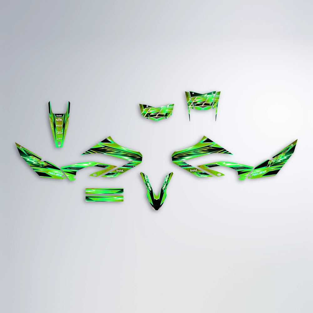 MATRIX Yamaha WR 125X graphics kit parts layout in Green