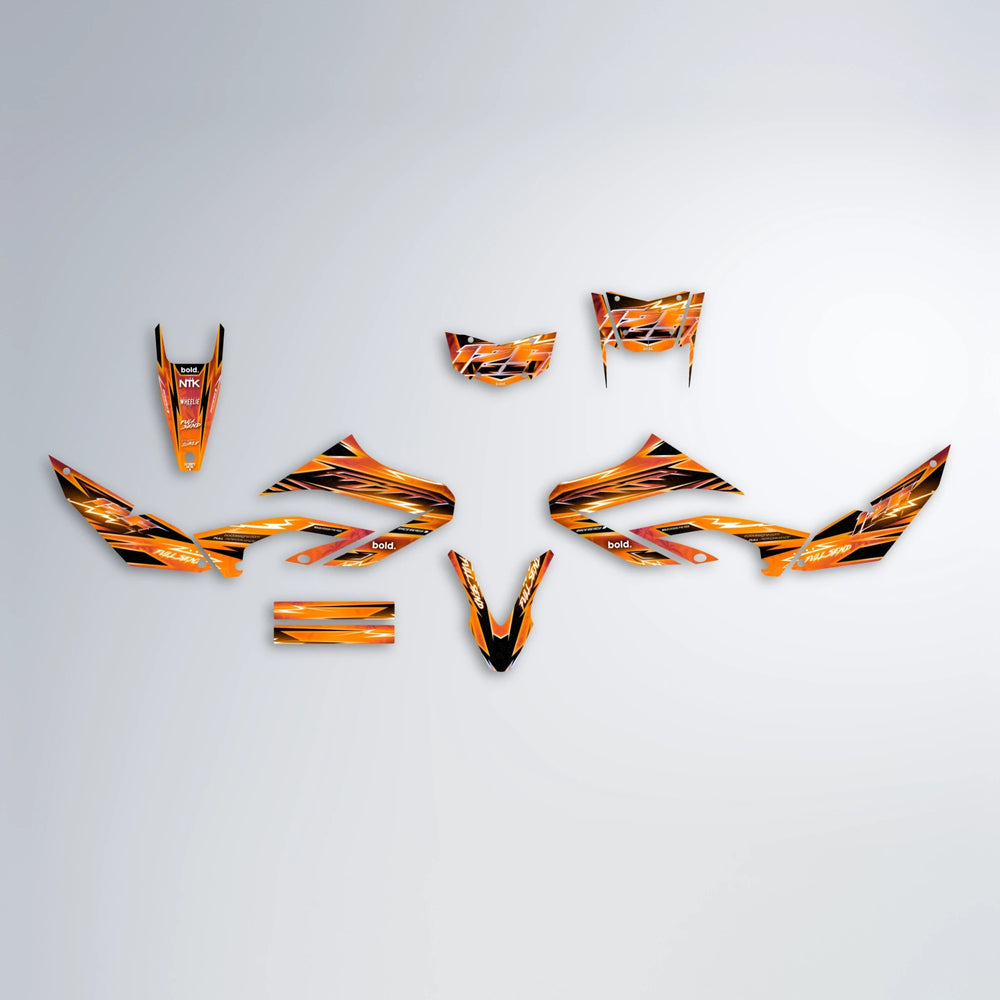 MATRIX Yamaha WR 125X graphics kit parts layout in Orange