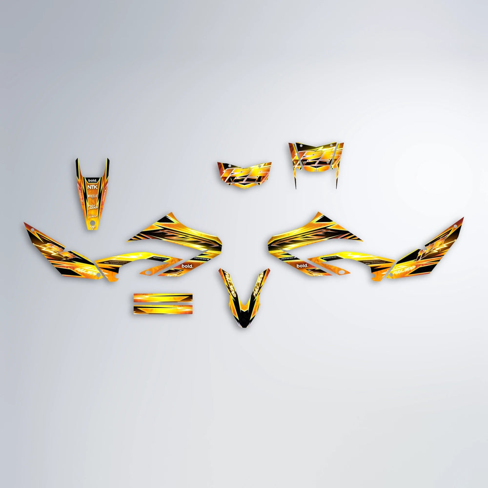 MATRIX Yamaha WR 125X graphics kit parts layout in Orange & Yellow