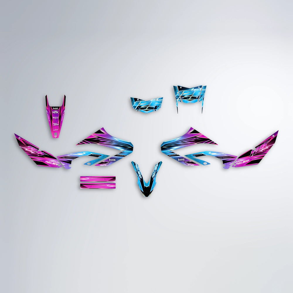 MATRIX Yamaha WR 125X graphics kit parts layout in Pink & Light Blue