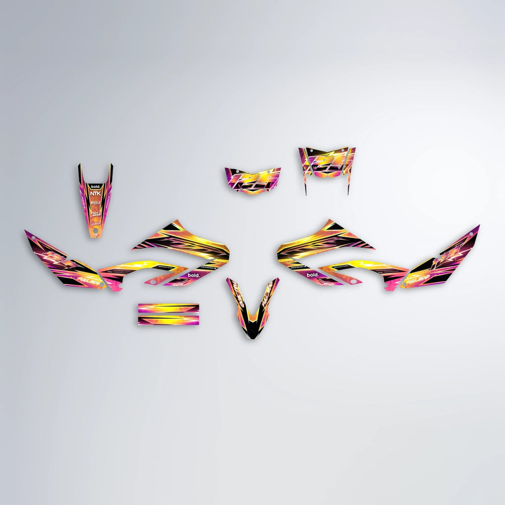 MATRIX Yamaha WR 125X graphics kit parts layout in Pink & Yellow