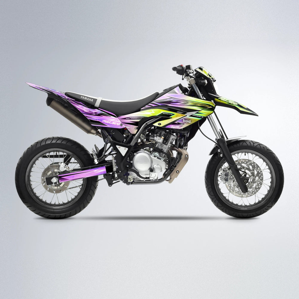 MATRIX Yamaha WR 125X supermoto graphics kit in Purple & Yellow
