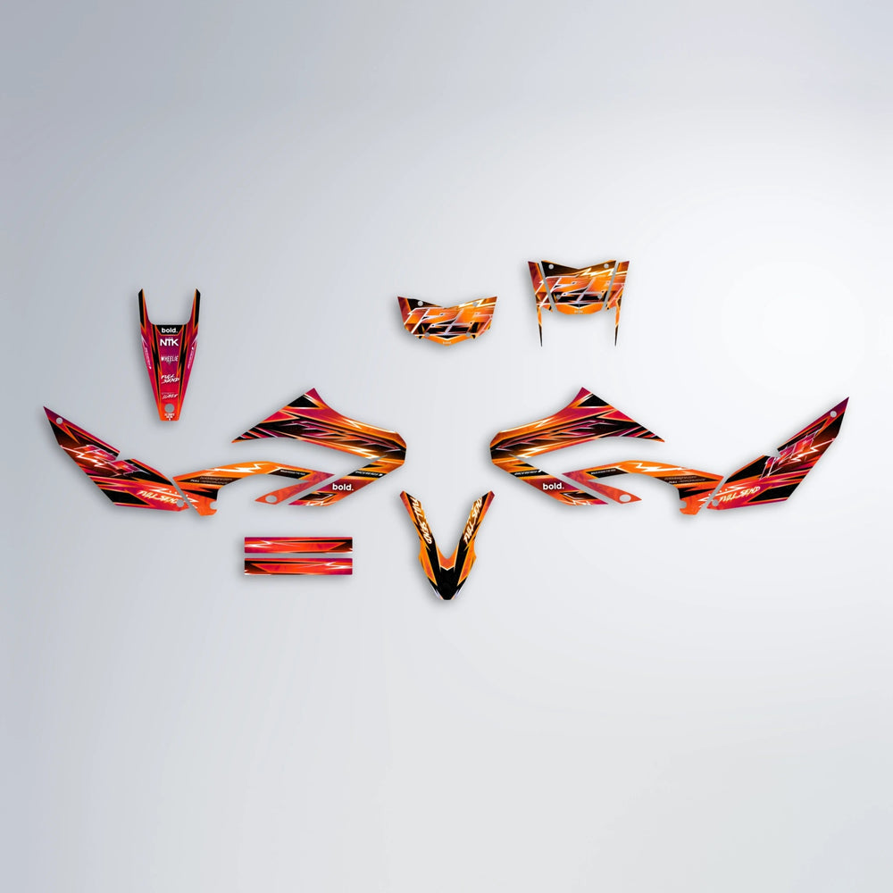 MATRIX Yamaha WR 125X graphics kit parts layout in Red & Orange