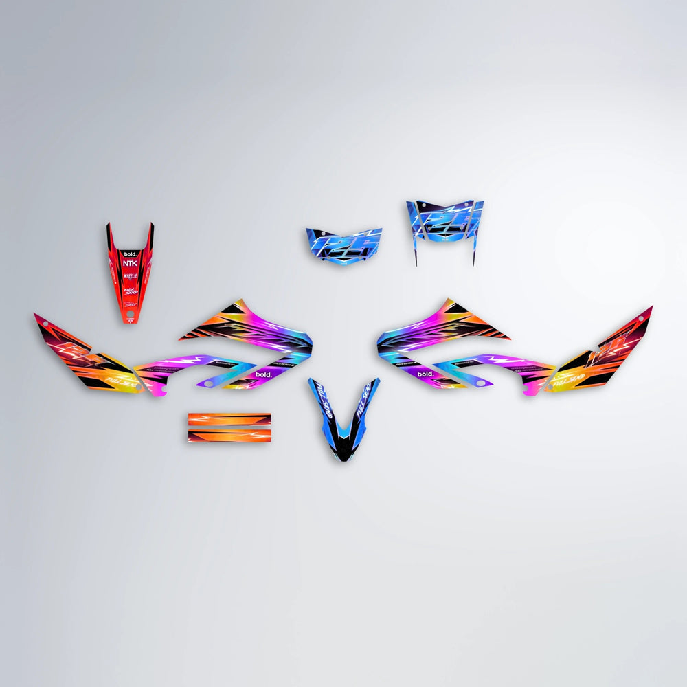 MATRIX Yamaha WR 125X graphics kit parts layout in Sunset Fade