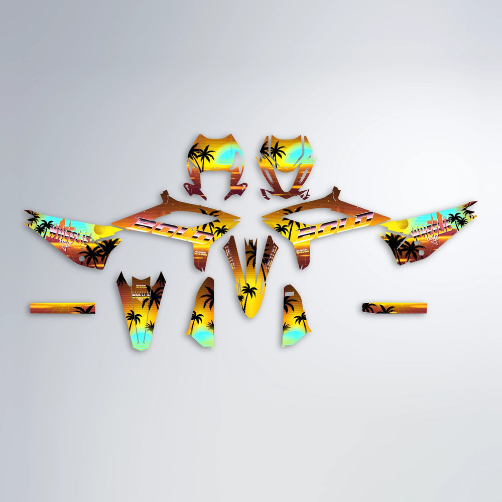 MCFLY Beta graphics kit parts layout in Orange & Yellow