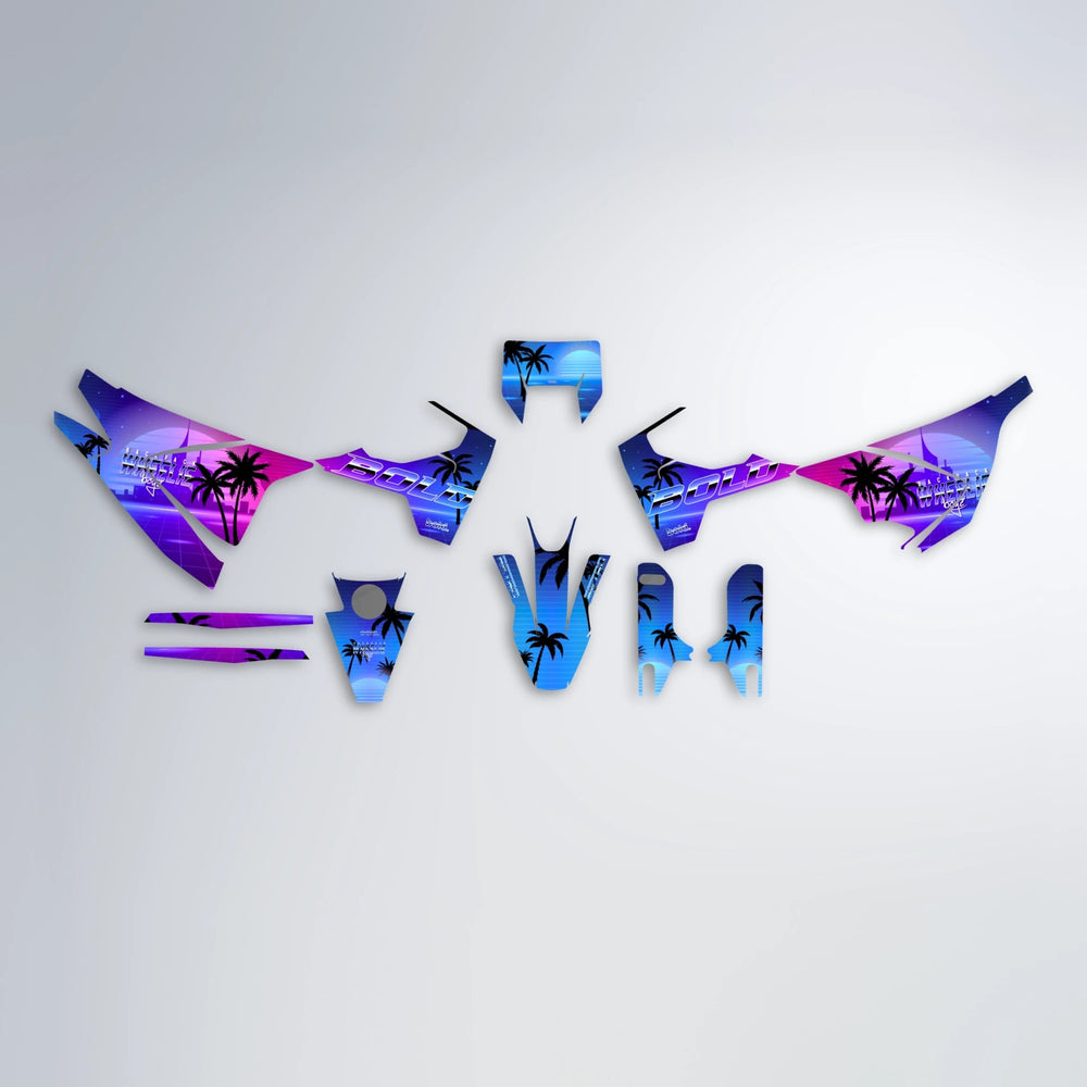 MCFLY Husqvarna 701 graphics kit parts layout in Blue Purple Fade