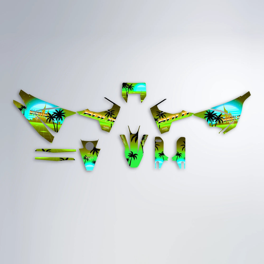 MCFLY Husqvarna 701 graphics kit parts layout in Green