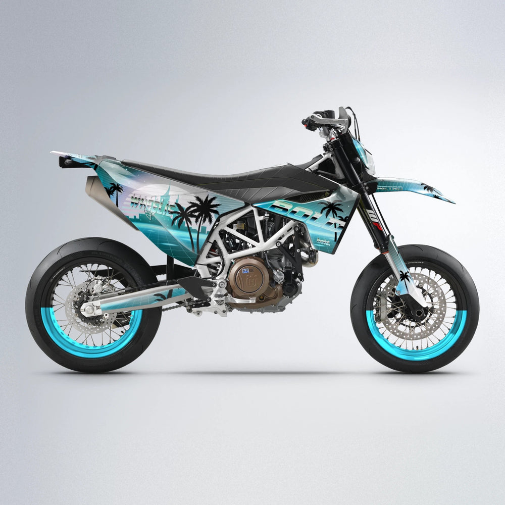 MCFLY Husqvarna 701 supermoto graphics kit in Light Blue & White