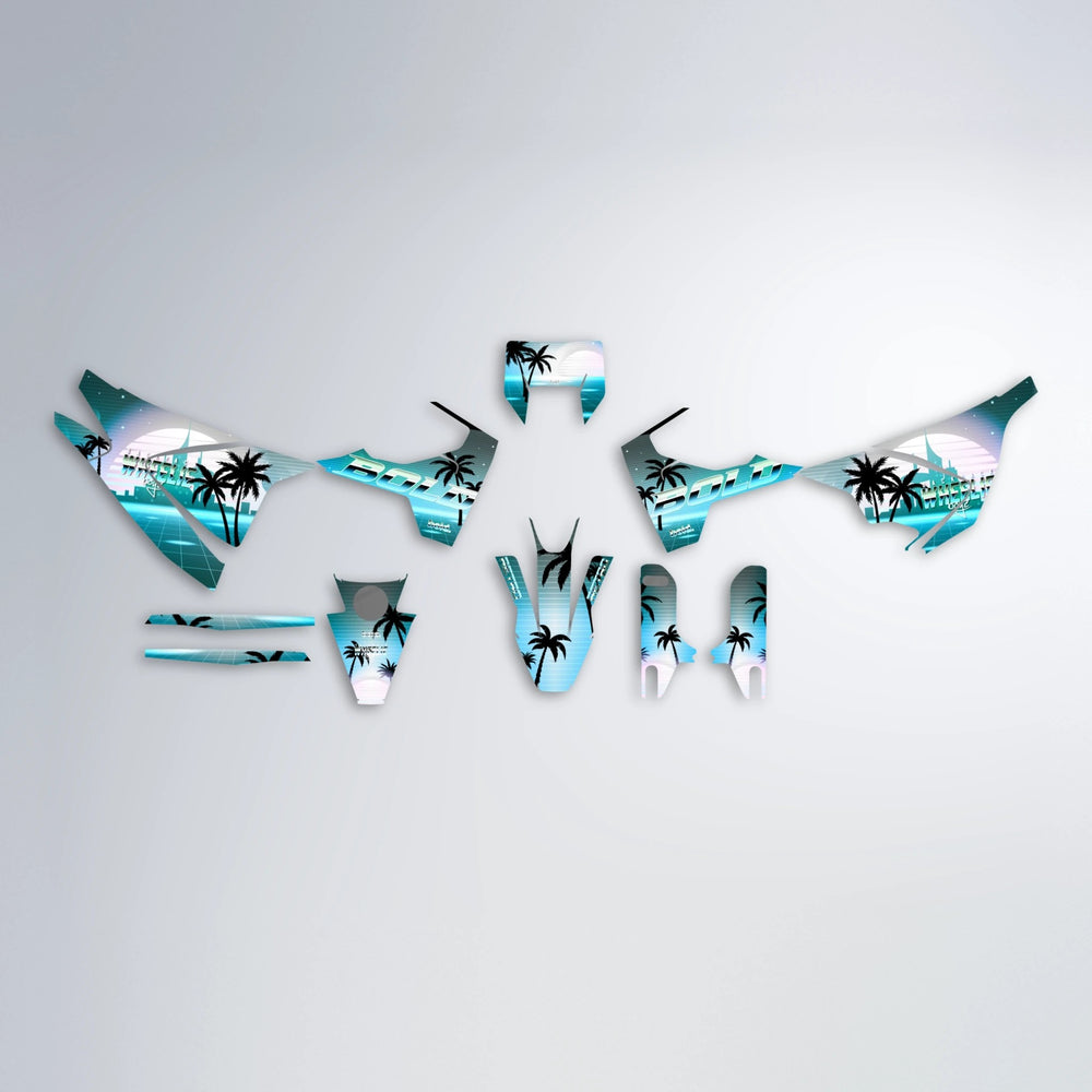 MCFLY Husqvarna 701 graphics kit parts layout in Light Blue & White
