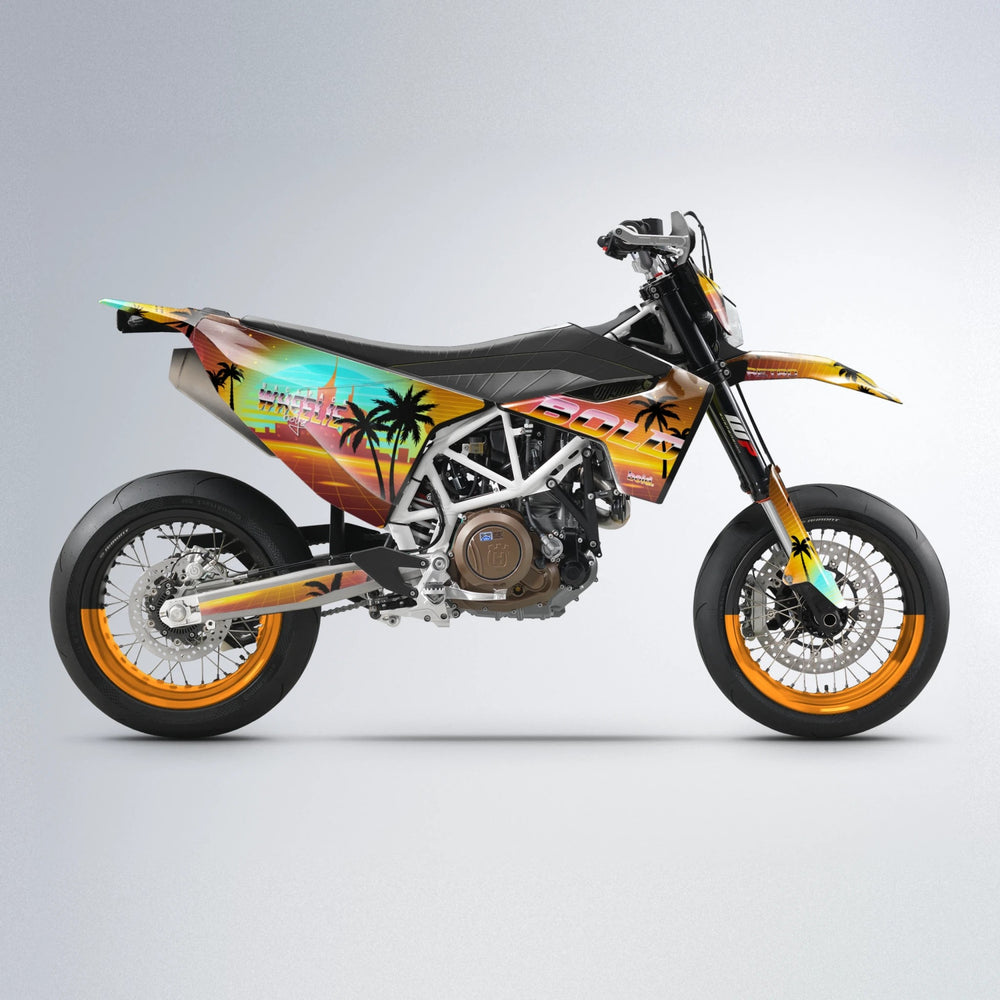 MCFLY Husqvarna 701 supermoto graphics kit in Orange & Yellow