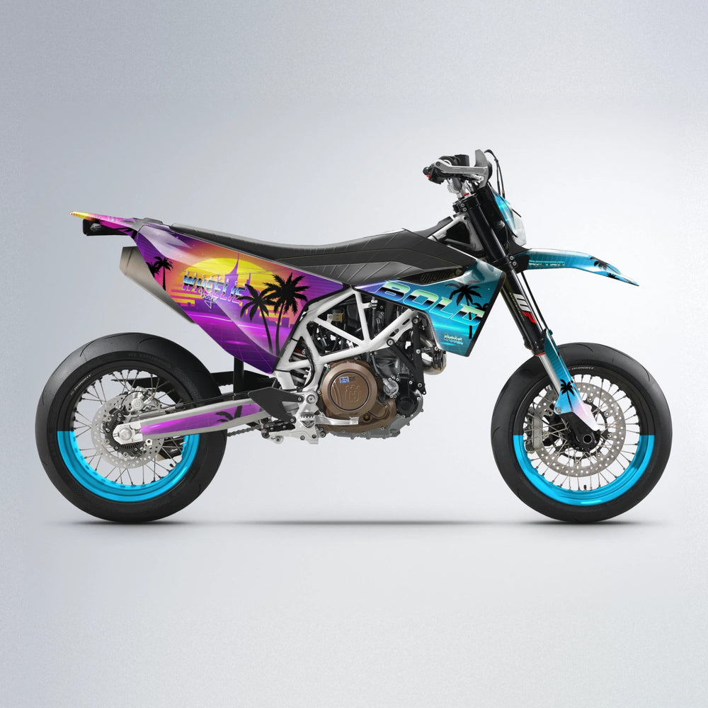 MCFLY Husqvarna 701 supermoto graphics kit in Pink & Light Blue