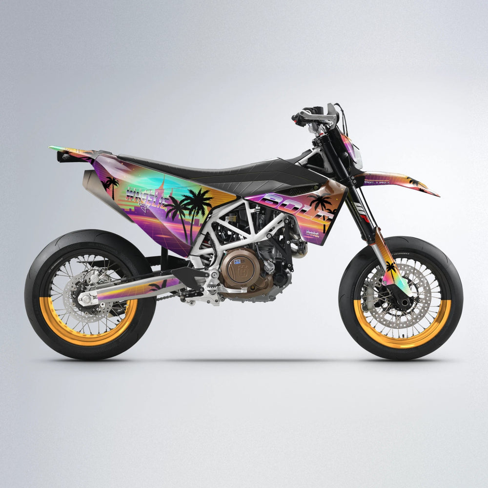 MCFLY Husqvarna 701 supermoto graphics kit in Pink & Yellow