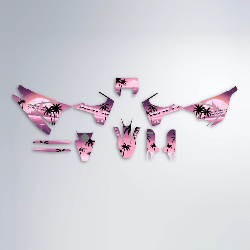 MCFLY Husqvarna 701 graphics kit parts layout in Sakura Pink