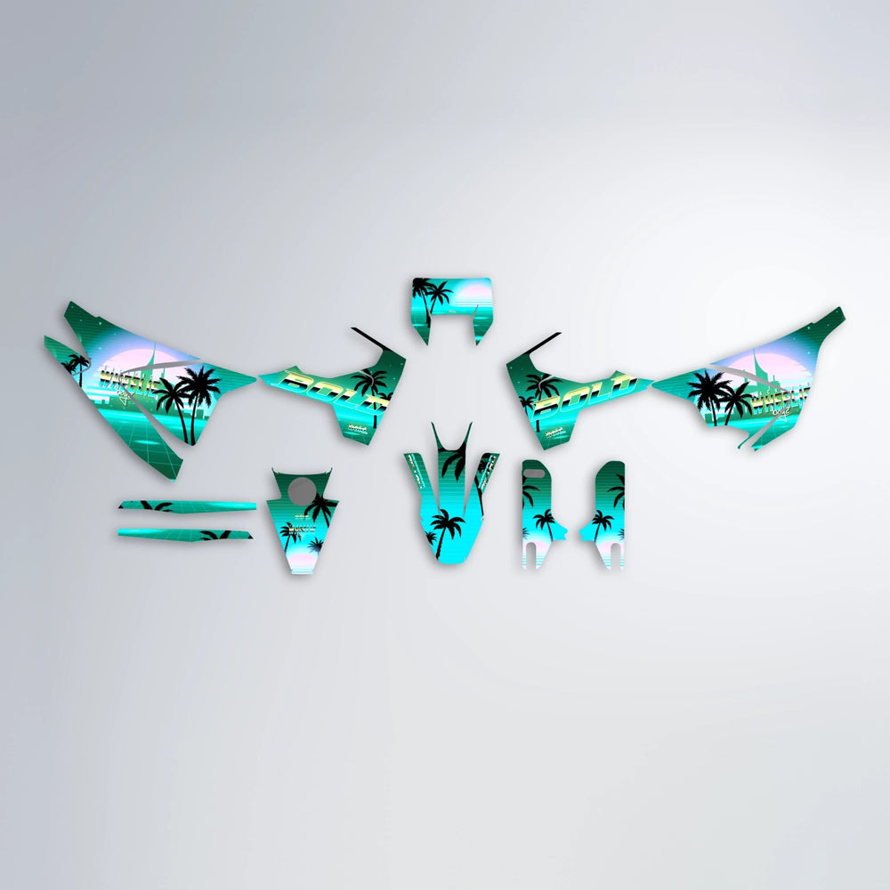 MCFLY Husqvarna 701 graphics kit parts layout in Teal