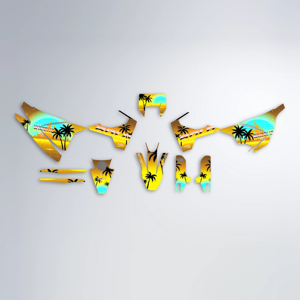 MCFLY Husqvarna 701 graphics kit parts layout in Yellow