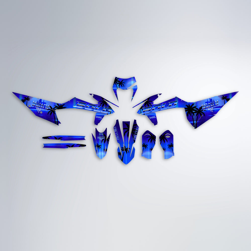 MCFLY graphics kit parts layout in Blue Chrome