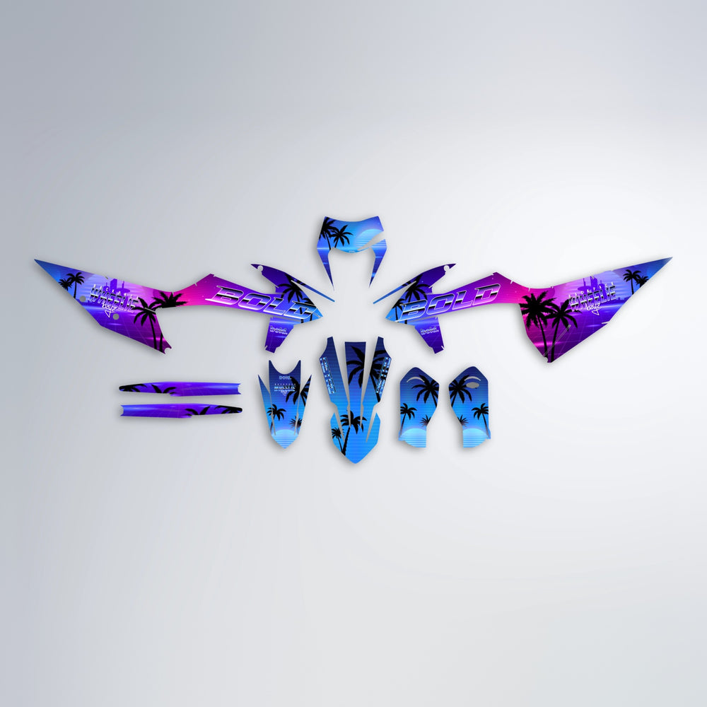 MCFLY graphics kit parts layout in Blue Purple Fade