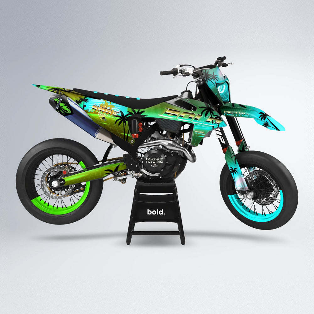 MCFLY supermoto graphics kit in Cyan & Green