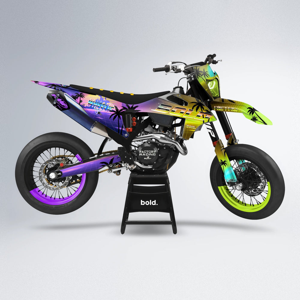 MCFLY supermoto graphics kit in Purple & Fluo Yellow