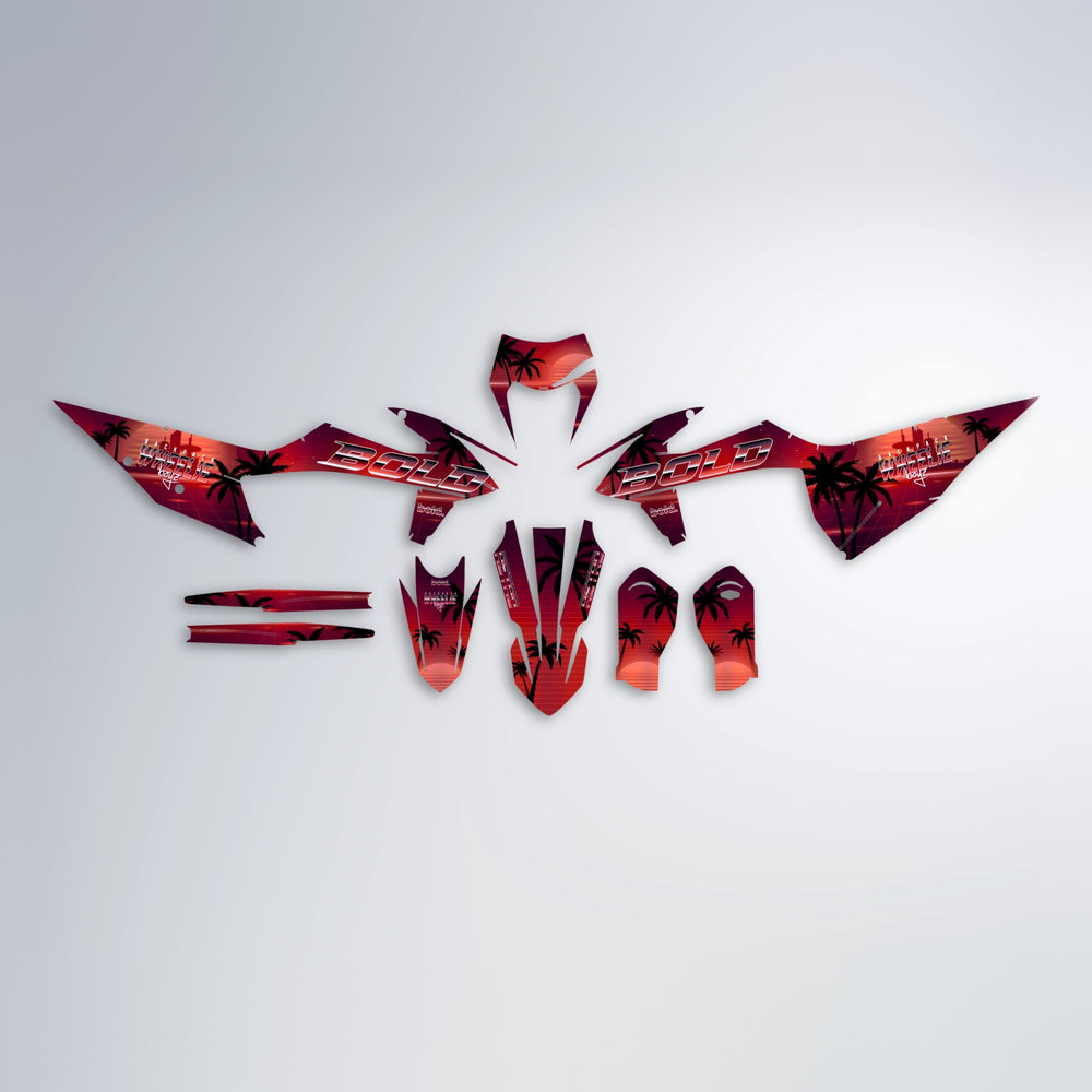 MCFLY graphics kit parts layout in Red Chrome