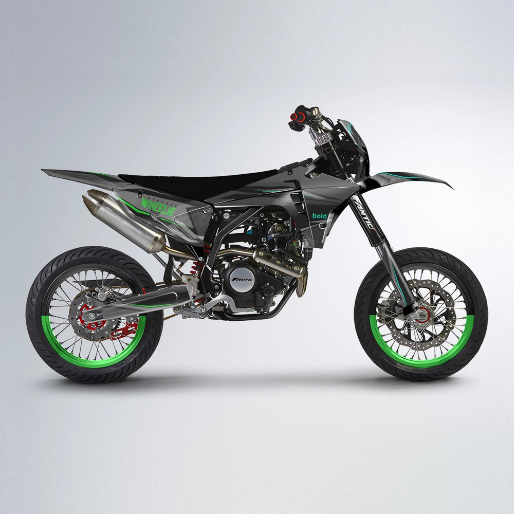 NARDO Fantic supermoto graphics kit in Cyan & Green