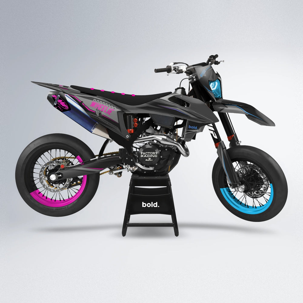 NARDO supermoto graphics kit in Pink & Light Blue