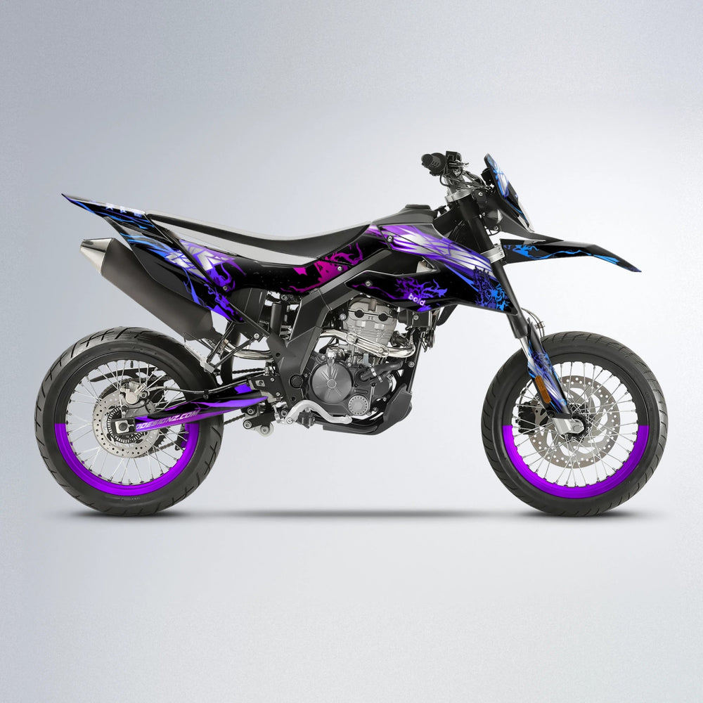NEMESIS Aprilia SX 125 supermoto graphics kit in Blue Purple Fade