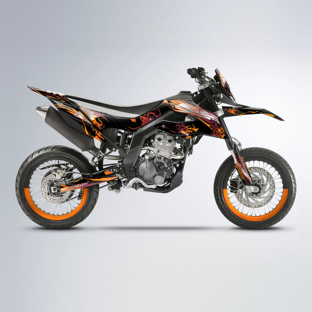 NEMESIS Aprilia SX 125 supermoto graphics kit in Orange