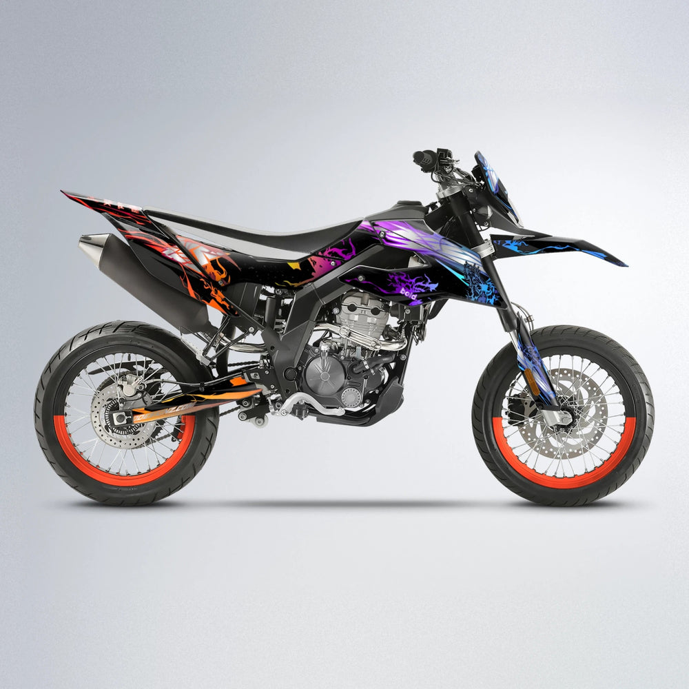 NEMESIS Aprilia SX 125 supermoto graphics kit in Sunset Fade