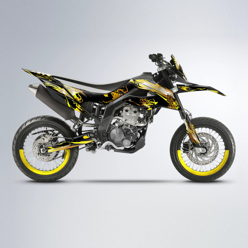 NEMESIS Aprilia SX 125 supermoto graphics kit in Yellow