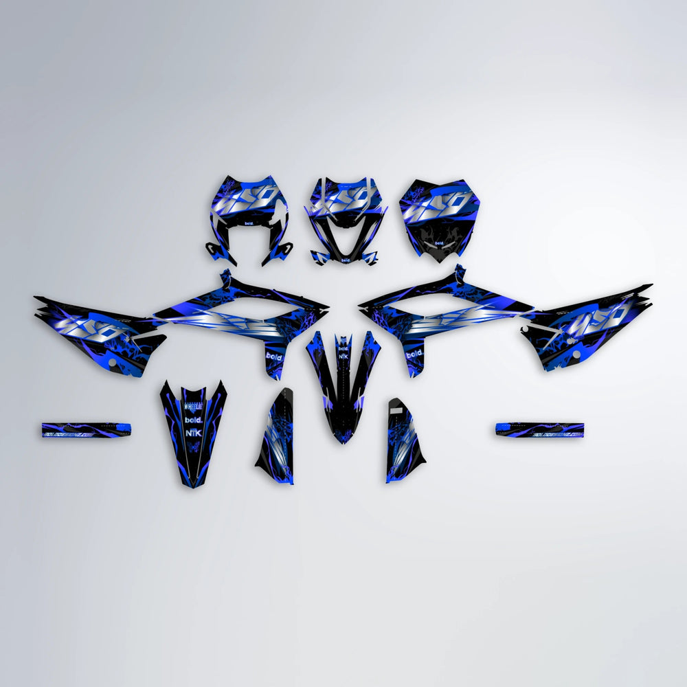 NEMESIS Beta graphics kit parts layout in Blue