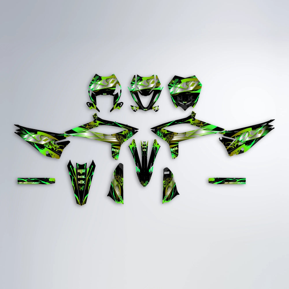 NEMESIS Beta graphics kit parts layout in Green