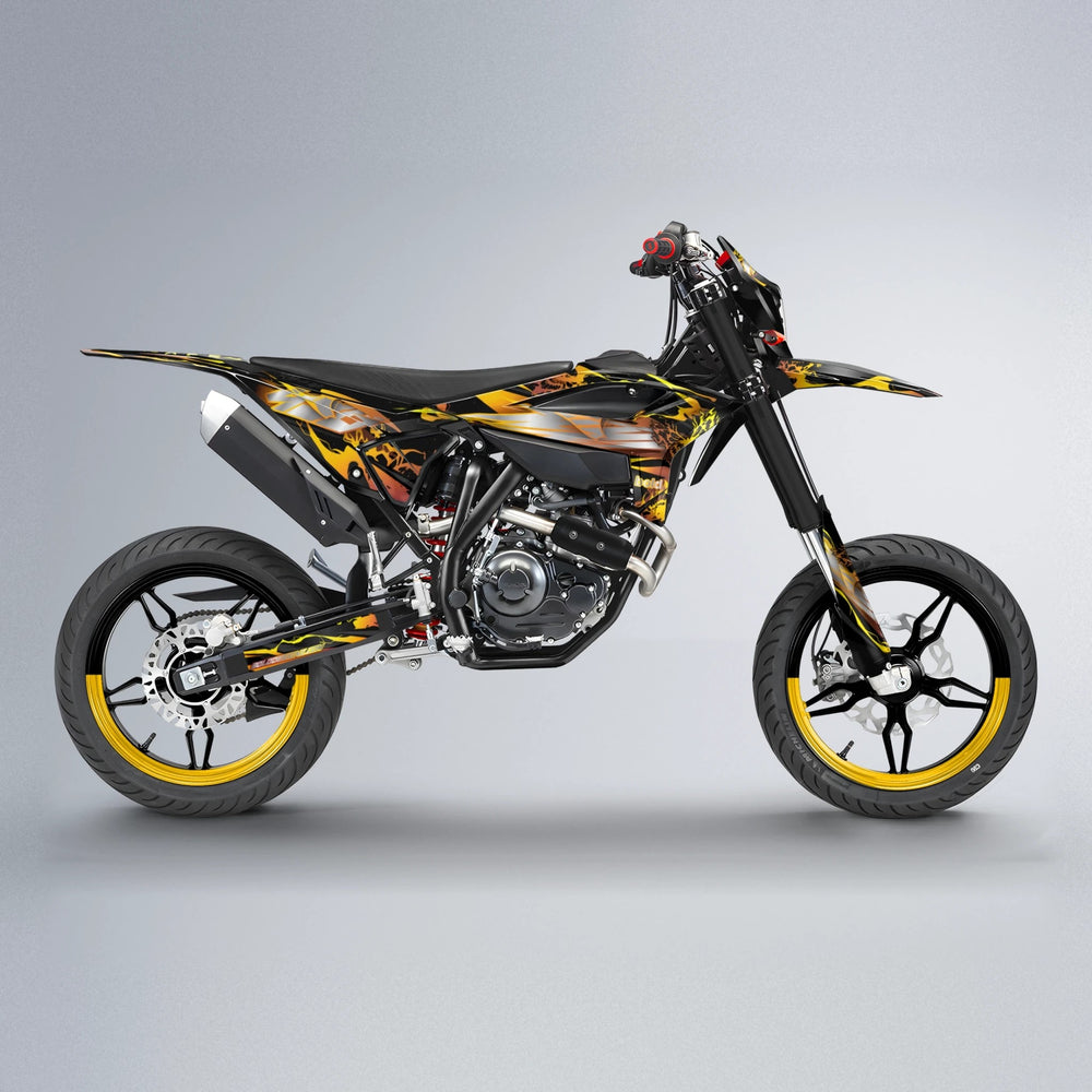 NEMESIS Beta supermoto graphics kit in Orange & Yellow