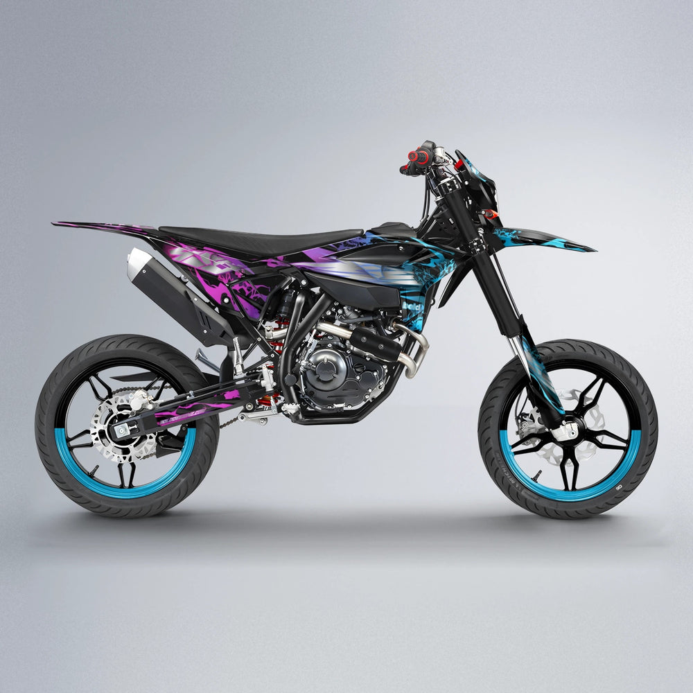 NEMESIS Beta supermoto graphics kit in Pink & Light Blue
