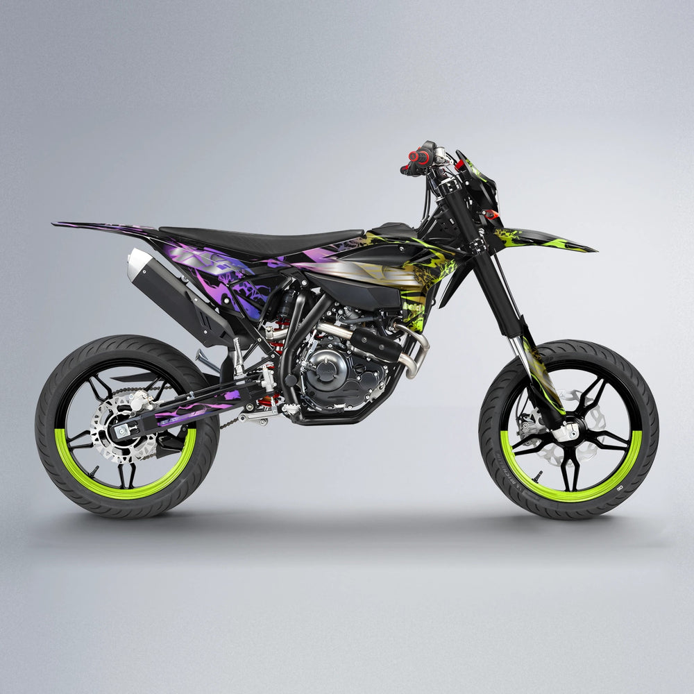 NEMESIS Beta supermoto graphics kit in Purple & Yellow