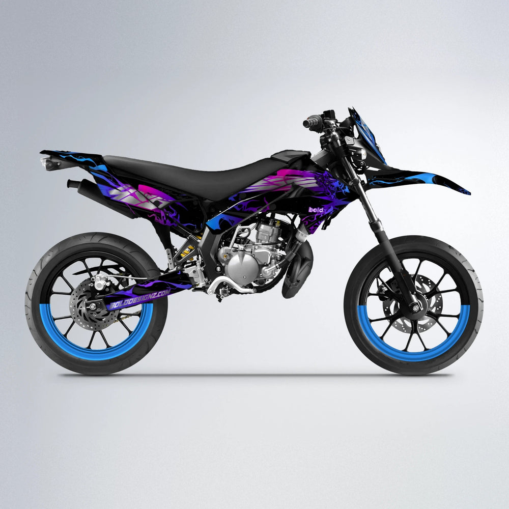 NEMESIS Derbi Senda supermoto graphics kit in Blue Purple Fade