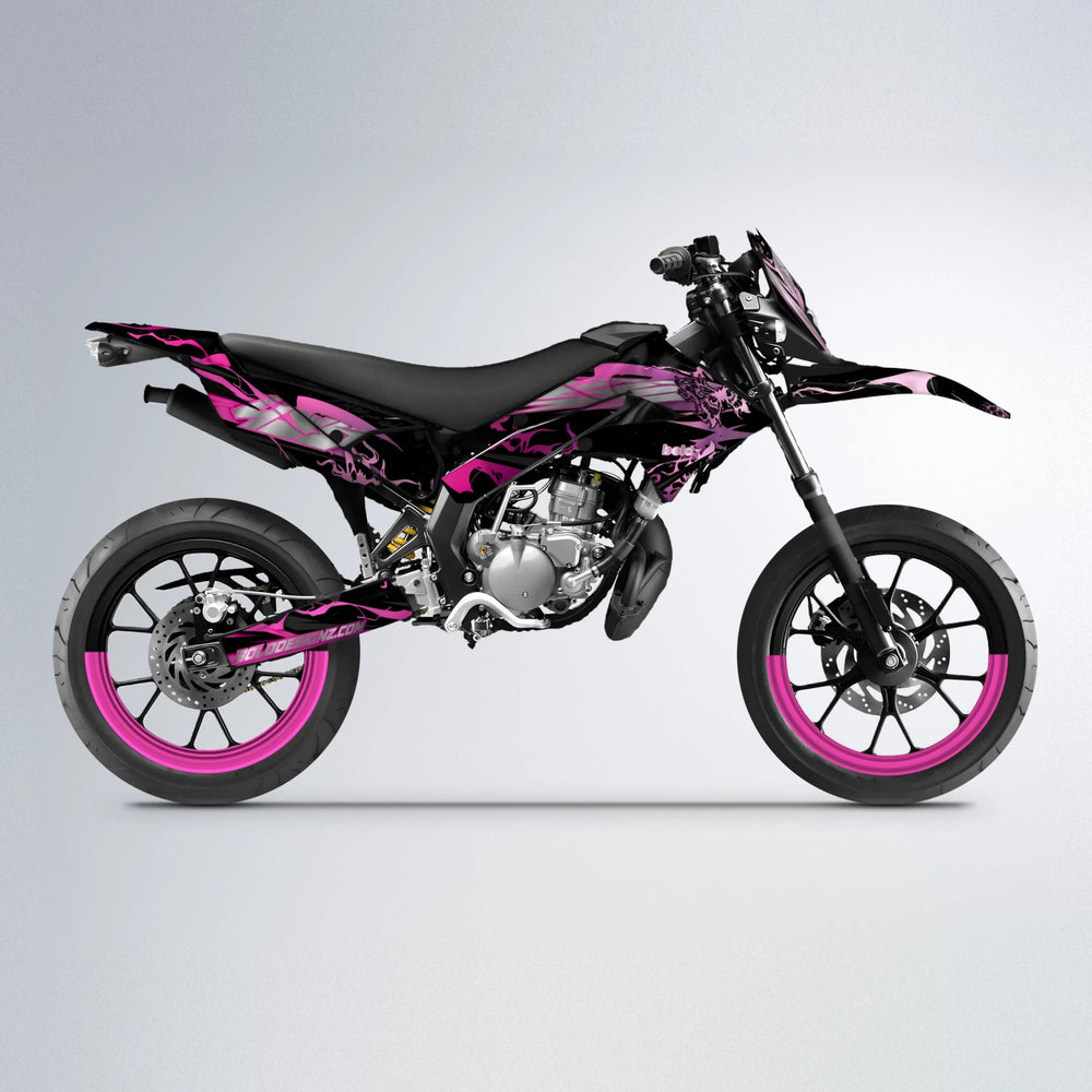 NEMESIS Derbi Senda supermoto graphics kit in Flamingo