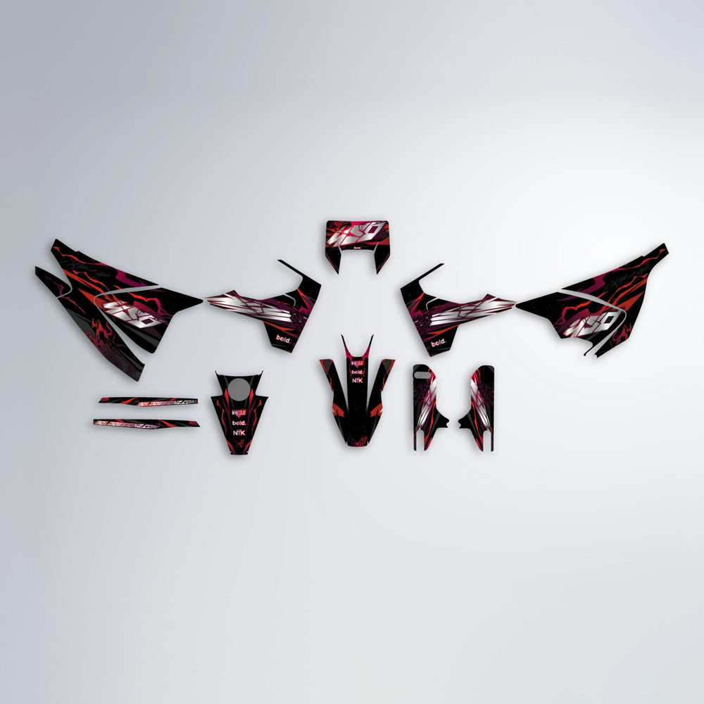 NEMESIS Husqvarna 701 graphics kit parts layout in Black & Red