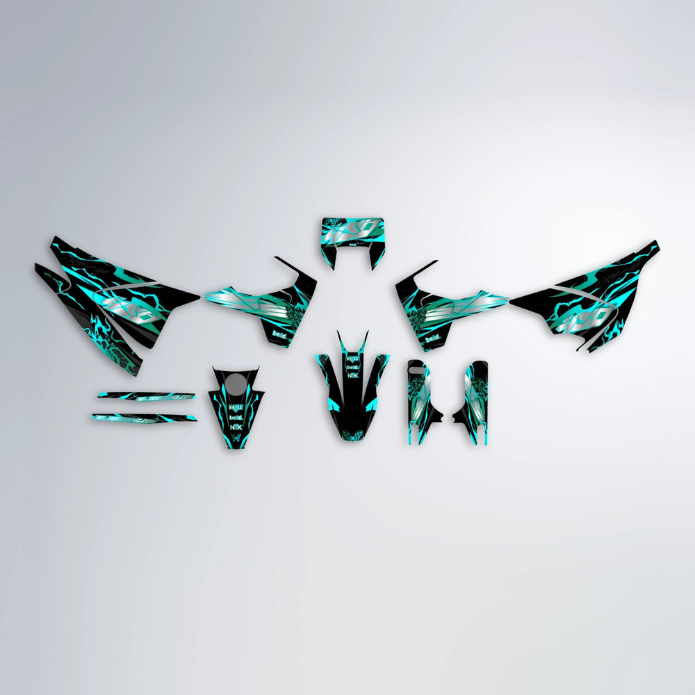 NEMESIS Husqvarna 701 graphics kit parts layout in Teal
