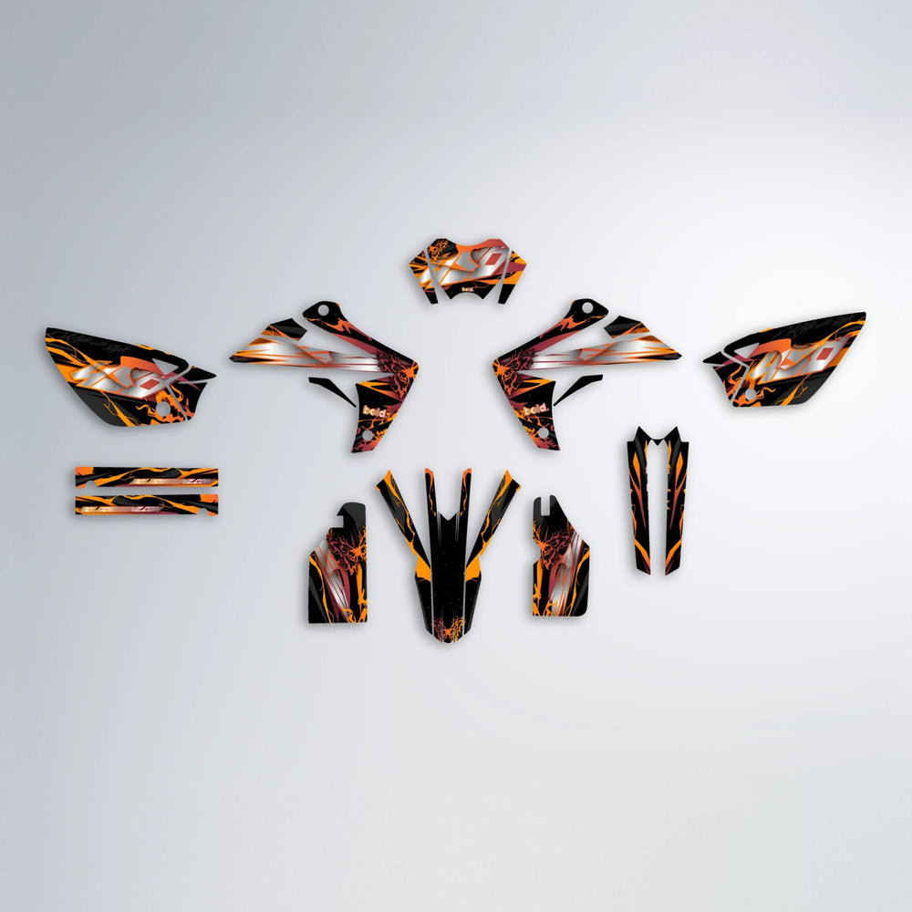 NEMESIS Rieju MRT graphics kit parts layout in Orange