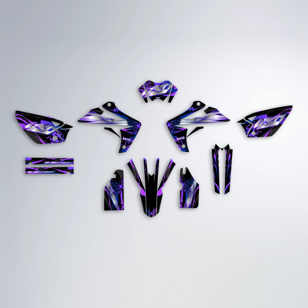 NEMESIS Rieju MRT graphics kit parts layout in Purple